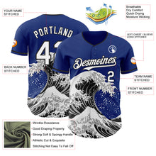 Laden Sie das Bild in den Galerie-Viewer, Custom Royal White-Black Japanese Wave 3D Pattern Design Authentic Baseball Jersey
