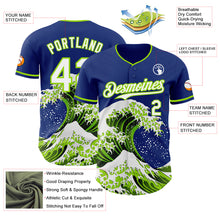 Laden Sie das Bild in den Galerie-Viewer, Custom Royal White-Neon Green Japanese Wave 3D Pattern Design Authentic Baseball Jersey
