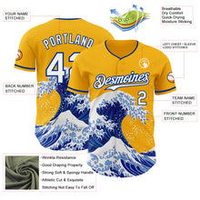 Laden Sie das Bild in den Galerie-Viewer, Custom Gold White-Royal Japanese Wave 3D Pattern Design Authentic Baseball Jersey
