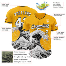 Load image into Gallery viewer, Custom Gold White-Black Japanese Wave 3D Pattern Design Authentic Baseball Jersey

