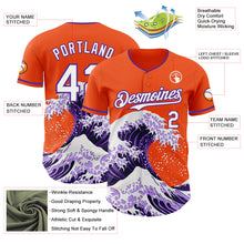 Загрузить изображение в средство просмотра галереи, Custom Orange White-Purple Japanese Wave 3D Pattern Design Authentic Baseball Jersey
