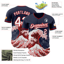 Laden Sie das Bild in den Galerie-Viewer, Custom Navy White-Red Japanese Wave 3D Pattern Design Authentic Baseball Jersey
