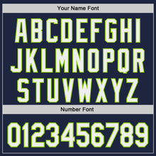 Load image into Gallery viewer, Custom Navy White-Neon Green Japanese Wave 3D Pattern Design Authentic Baseball Jersey
