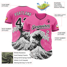 Load image into Gallery viewer, Custom Pink Black-White Japanese Wave 3D Pattern Design Authentic Baseball Jersey
