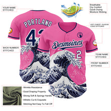 Laden Sie das Bild in den Galerie-Viewer, Custom Pink Navy-White Japanese Wave 3D Pattern Design Authentic Baseball Jersey
