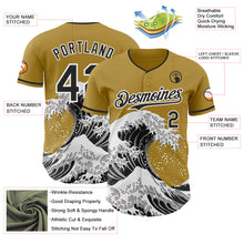 Load image into Gallery viewer, Custom Old Gold Black-White Japanese Wave 3D Pattern Design Authentic Baseball Jersey
