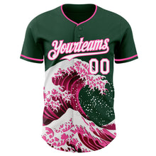 Load image into Gallery viewer, Custom Green White-Pink Japanese Wave 3D Pattern Design Authentic Baseball Jersey
