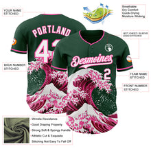 Load image into Gallery viewer, Custom Green White-Pink Japanese Wave 3D Pattern Design Authentic Baseball Jersey
