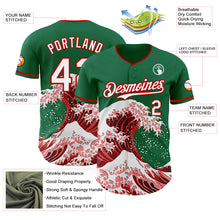 Load image into Gallery viewer, Custom Kelly Green White-Red Japanese Wave 3D Pattern Design Authentic Baseball Jersey
