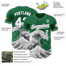 Charger l'image dans la galerie, Custom Kelly Green White-Gray Japanese Wave 3D Pattern Design Authentic Baseball Jersey
