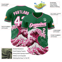 Charger l'image dans la galerie, Custom Kelly Green White-Pink Japanese Wave 3D Pattern Design Authentic Baseball Jersey

