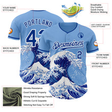 Load image into Gallery viewer, Custom Light Blue Royal-White Japanese Wave 3D Pattern Design Authentic Baseball Jersey
