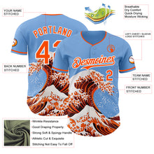 Load image into Gallery viewer, Custom Light Blue Orange-White Japanese Wave 3D Pattern Design Authentic Baseball Jersey
