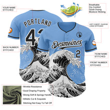 Загрузить изображение в средство просмотра галереи, Custom Light Blue Black-White Japanese Wave 3D Pattern Design Authentic Baseball Jersey
