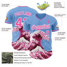 Load image into Gallery viewer, Custom Light Blue Pink-White Japanese Wave 3D Pattern Design Authentic Baseball Jersey
