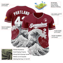 Laden Sie das Bild in den Galerie-Viewer, Custom Crimson White-Gray Japanese Wave 3D Pattern Design Authentic Baseball Jersey
