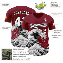 Laden Sie das Bild in den Galerie-Viewer, Custom Crimson White-Black Japanese Wave 3D Pattern Design Authentic Baseball Jersey
