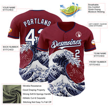 Laden Sie das Bild in den Galerie-Viewer, Custom Crimson White-Navy Japanese Wave 3D Pattern Design Authentic Baseball Jersey
