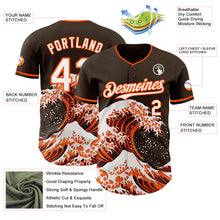 Charger l'image dans la galerie, Custom Brown White-Orange Japanese Wave 3D Pattern Design Authentic Baseball Jersey

