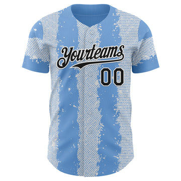 Custom Light Blue Black-White Stripe Argentina Style Authentic Baseball Jersey