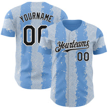 Load image into Gallery viewer, Custom Light Blue Black-White Stripe Argentina Style Authentic Baseball Jersey
