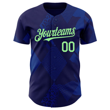 Custom Navy-Pea Green Brazil Style Authentic Baseball Jersey