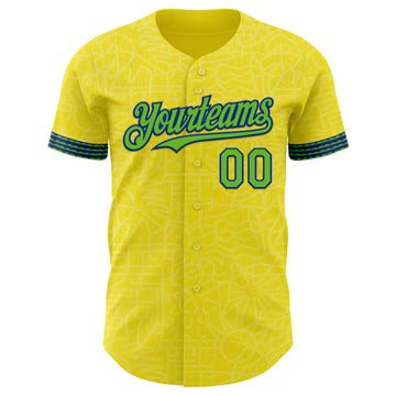 Custom Light Yellow Aurora Green-Royal Brazil Style Authentic Baseball Jersey