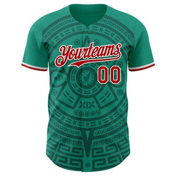 Custom Green Red-White Mexico Style Authentic Baseball Jersey