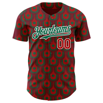 Custom Red White-Kelly Green Mexico Style Authentic Baseball Jersey