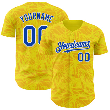 Custom Yellow Thunder Blue-White Colombia Style Authentic Baseball Jersey