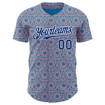 Custom Panther Blue Royal Medium Pink-White Colombia Style Authentic Baseball Jersey
