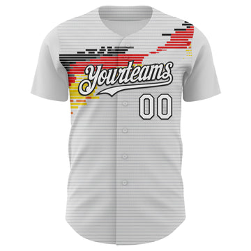 Custom White Red Yellow-Black Germany Style Authentic Baseball Jersey