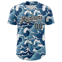 Laden Sie das Bild in den Galerie-Viewer, Custom Blue Black-White Japan Style Authentic Baseball Jersey
