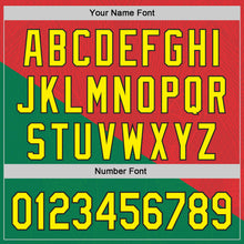 Load image into Gallery viewer, Custom Red Light Yellow Green-Black Portugal Style Authentic Baseball Jersey
