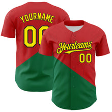 Load image into Gallery viewer, Custom Red Light Yellow Green-Black Portugal Style Authentic Baseball Jersey
