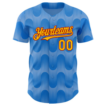 Custom Light Blue Yellow-Red Spain Style Authentic Baseball Jersey