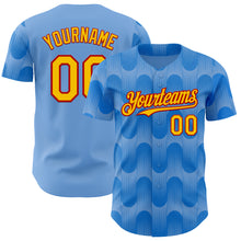 Load image into Gallery viewer, Custom Light Blue Yellow-Red Spain Style Authentic Baseball Jersey
