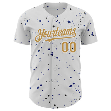 Custom White Old Gold Royal-Black USA Style Authentic Baseball Jersey