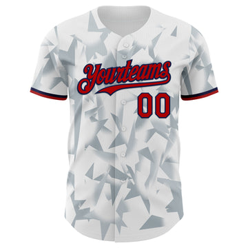 Custom White Red Silver-Navy USA Style Authentic Baseball Jersey