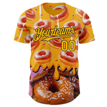 Charger l'image dans la galerie, Custom Gold-Black Ice Cream Donut Foodie Dessert Authentic Baseball Jersey
