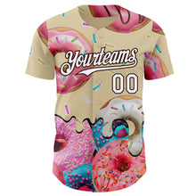 Laden Sie das Bild in den Galerie-Viewer, Custom City Cream White-Brown Ice Cream Donut Foodie Dessert Authentic Baseball Jersey
