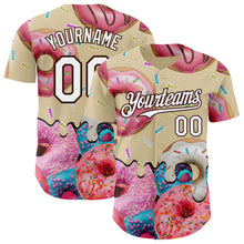 Laden Sie das Bild in den Galerie-Viewer, Custom City Cream White-Brown Ice Cream Donut Foodie Dessert Authentic Baseball Jersey
