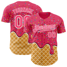 Charger l'image dans la galerie, Custom Neon Pink-White Ice Cream Waffle Foodie Dessert Authentic Baseball Jersey
