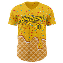 Charger l'image dans la galerie, Custom Gold-Black Ice Cream Waffle Foodie Dessert Authentic Baseball Jersey

