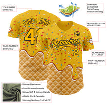 Charger l'image dans la galerie, Custom Gold-Black Ice Cream Waffle Foodie Dessert Authentic Baseball Jersey
