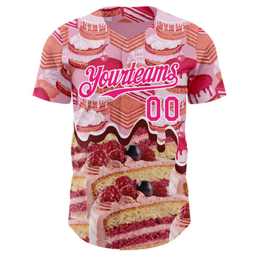 Custom Pink-White Ice Cream Cake Foodie Dessert Authentic Baseball Jersey
