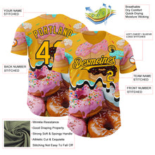 Charger l'image dans la galerie, Custom Gold-Black Ice Cream Donut Foodie Dessert Authentic Baseball Jersey
