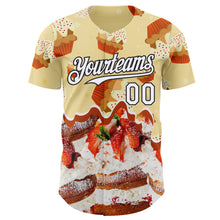 Charger l'image dans la galerie, Custom Light Yellow White-Black Ice Cream Cake Foodie Dessert Authentic Baseball Jersey
