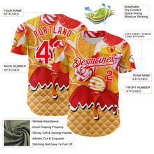 Load image into Gallery viewer, Custom Gold Fire Red-White Candy Ice Cream Waffle Sweet Sugar Authentic Baseball Jersey
