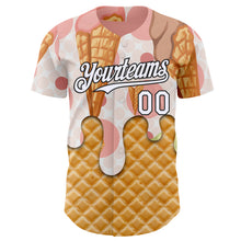 Laden Sie das Bild in den Galerie-Viewer, Custom City Cream White-Black Ice Cream Waffle Foodie Dessert Authentic Baseball Jersey
